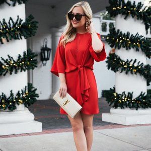 Topshop Red Tie Front Mini Dress Size 6